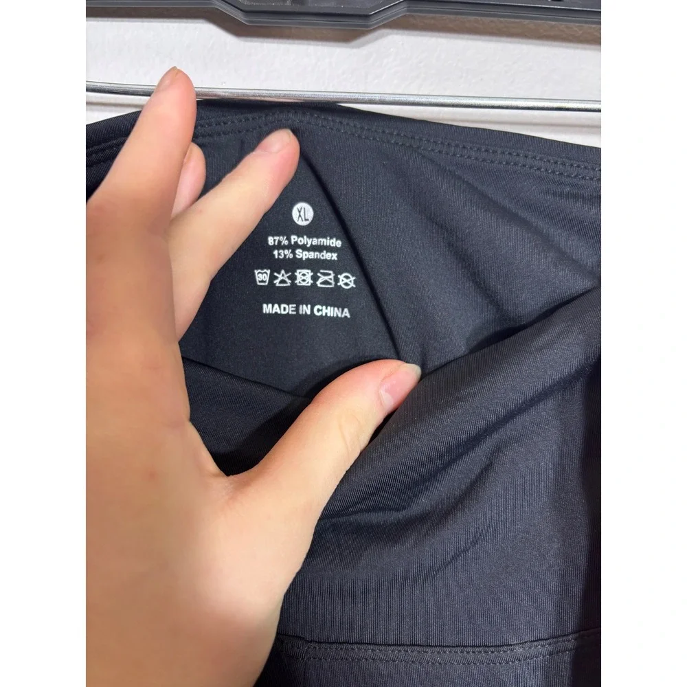 The Gym People Black Wide Leg Cropped Pants Snap‎ Cuff Women XL Athleisure